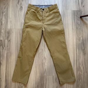 Orvis Water Repellant Pants 32x29 Tan Nylon Stretch Zippered Pockets Hiking EUC